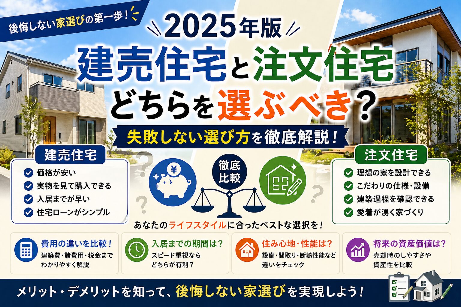 建売住宅か注文住宅か。それぞれのメリットとデメリット｜マイホームノウハウライブラリ